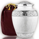 White Urns for Ashes -Handcrafted Cremation Urn, Large Burial Urns for Ashes Adult Male - Urns for Human Ashes Adult Female, Funeral Decorative Urns - Urn Up to 200 LBS